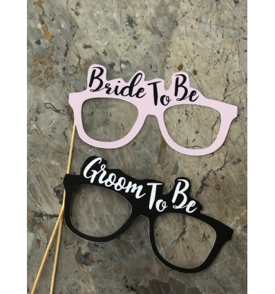GROOM & BRIDE TO BE BASKILI KARTON ÇUBUKLU GÖZLÜK TAKIMI