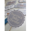 MAVİ BEYAZ TEMALI ERKEK BEBEK BABY SHOWER PARTİSİ EL PANKART SETİ