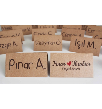KİŞİYE ÖZEL BASKI DETAYLI DEKORATİF DAVET MASASI İSİM KARTLARI