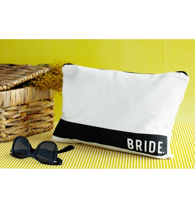 SİYAH BANT DETAYLI BRIDE BASKILI BEZ PORTFÖY ÇANTA