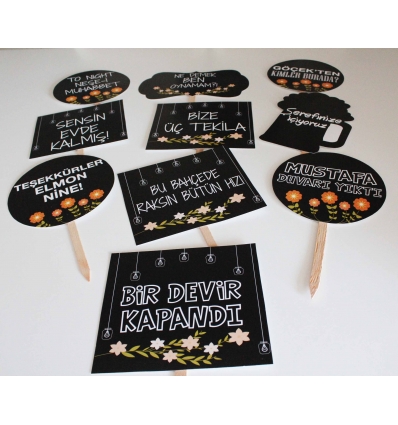 RENKLİ ÇİÇEK DETAYLI BEKARLIĞA VEDA EL PANKARTI SETİ