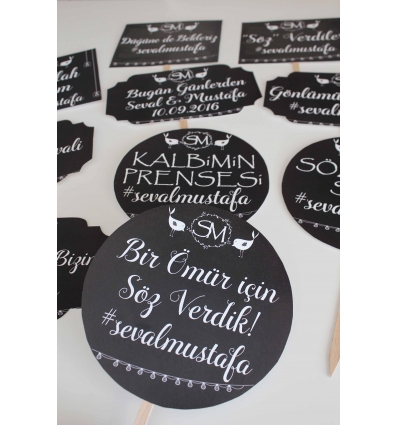 LOGO VE KUŞ DETAYLI NİŞAN EL PANKARTI SETİ