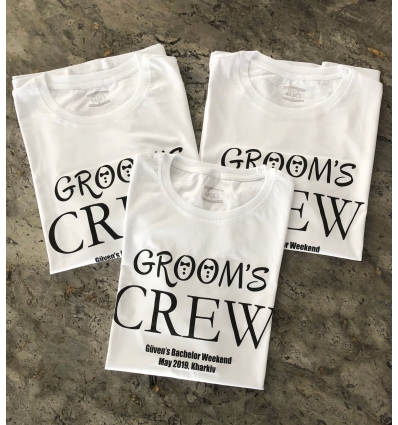 GROOM'S CREW BASKI DETAYLI SAĞDIÇ TİŞORT