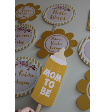 BAHAR ÇİÇEK DETAYLI BABY SHOWER PARTİSİ EL PANKART SETİ