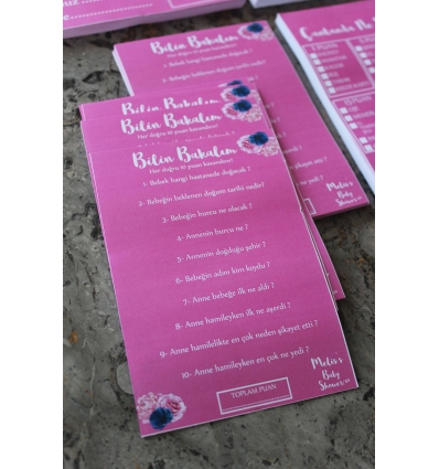 BİLİN BAKALIM BABY SHOWER OYUN KARTLARI
