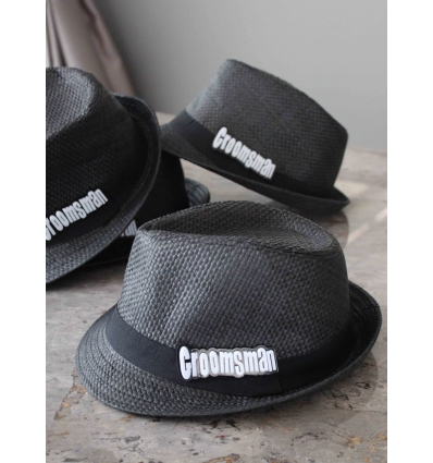 PLEKSİ HARF SÜSLEMELİ GROOMSMAN HASIR ŞAPKA
