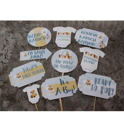 AYICIK TEMALI BABY SHOWER PARTİSİ EL PANKART SETİ