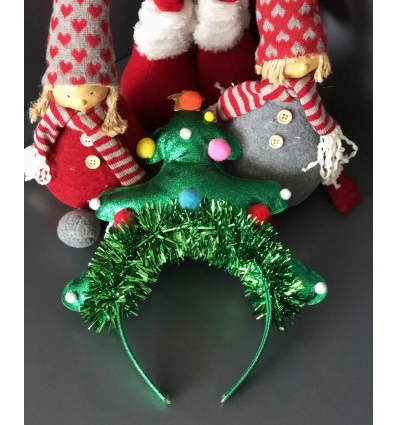 YILBAŞI AĞACI FORMUNDA YENİ YIL PARTİSİ SAÇ AKSESUARI TAÇ