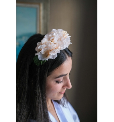 BRIDAL EKRU ÇİÇEKLİ FLORAL TAÇ