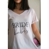 SİYAH BRIDE BABES BASKI DETAYLI PEMBE NEDİME TİŞORT