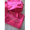 FUŞYA RENK BRIDESMAID İŞLEMELİ NEDİME SATEN SABAHLIK
