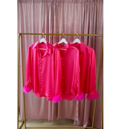 GLITZ AND GLOW-OTRİŞ KOL DETAYLI SATEN GÖMLEK