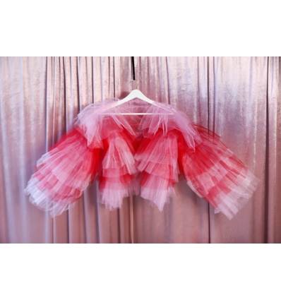 GLITZ AND GLOW- KIRMIZI PEMBE KABARIK TÜL CEKET