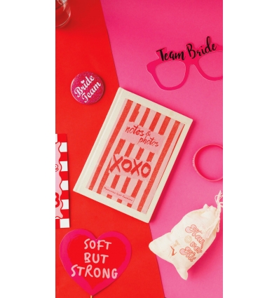 GLITZ AND GLOW-KIRMIZI PEMBE DETAYLI KONUK NOT DEFTERİ