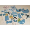 MAVİ BEYAZ TEMALI ERKEK BEBEK BABY SHOWER PANKART VE AKSESUAR SETİ