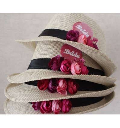 BRIDE ROZETLİ HASIR KREM GELİN MESAJLI ŞAPKA