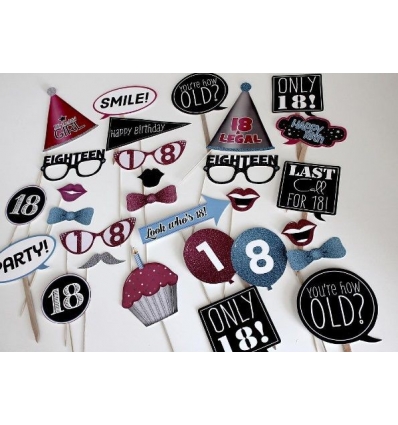 18 YAŞ TEMALI ÇUBUKLU AKSESUAR SETİ