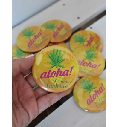 ANANAS TEMALI KİŞİYE ÖZEL BASKILI İĞNELİ ROZET
