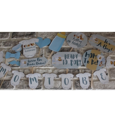 AYICIK TEMALI BABY SHOWER PARTİSİ EL PANKARTI VE BANNER SETİ