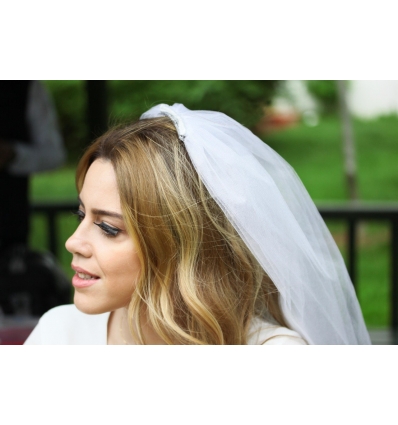 BİYE DETAYLI KRİSTAL TÜL GELİN DUVAK