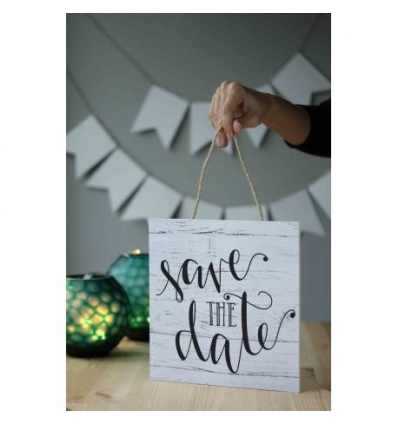 AHŞAP GÖRÜNÜMLÜ SAVE THE DATE BASKILI FOTOBLOK LEVHA