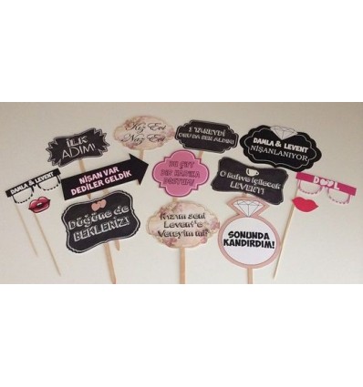 NİŞAN PARTİSİ ÇUBUKLU AKSESUAR VE PANKART SETİ